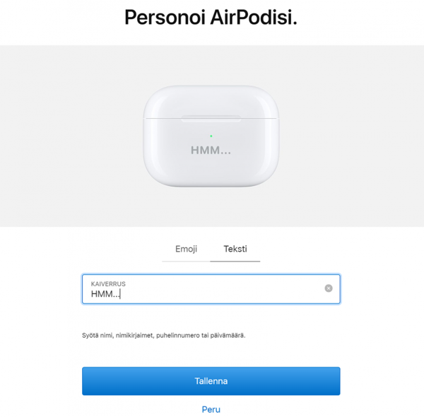 Apple toi tarjolle uusia kaiverrusvaihtoehtoja AirPods-kuulokkeille – voi  viimeistellä nyt myös emojilla - Teknavi