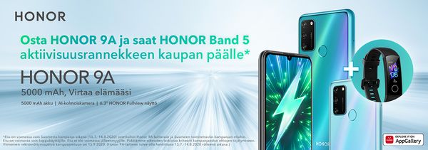 Honor 9A:n ostajille on tarjolla kaupan päälle Honor Band 5.