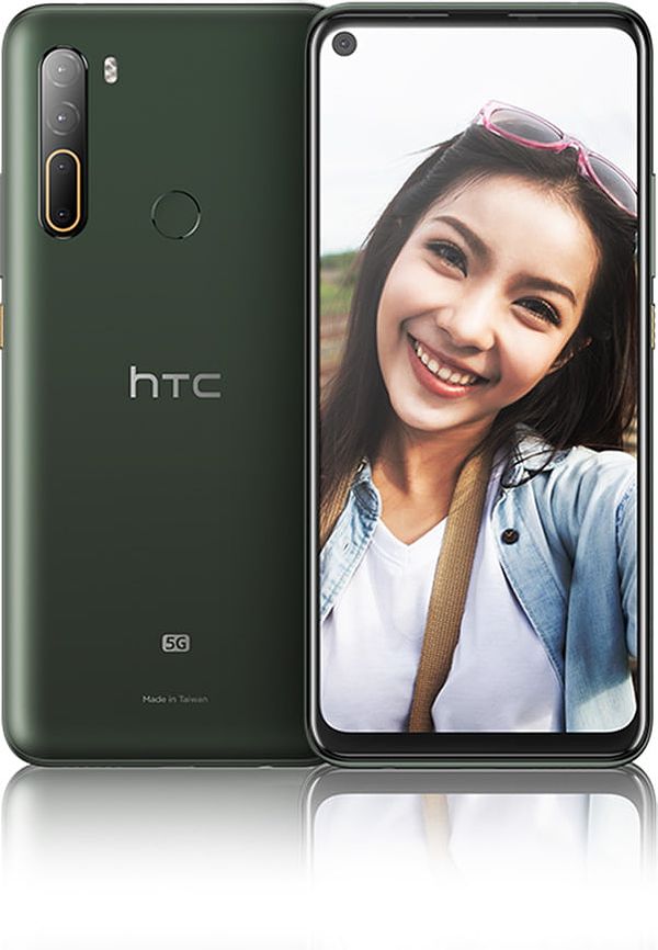 HTC U20 5G:ssä on takana neljä kameraa. Etukamera sijaitsee näytön reiässä.