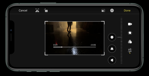iOS 13 laajensi muokkaustoiminnot myös videoihin.