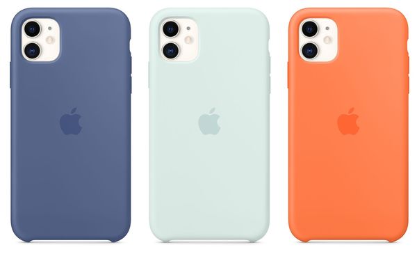 Uudet iPhone 11 / iPhone 11 Pro / iPhone 11 Pro Max -silikonikuorten värit: pellavansininen, kuohunvärinen ja C-vitamiininvärinen.