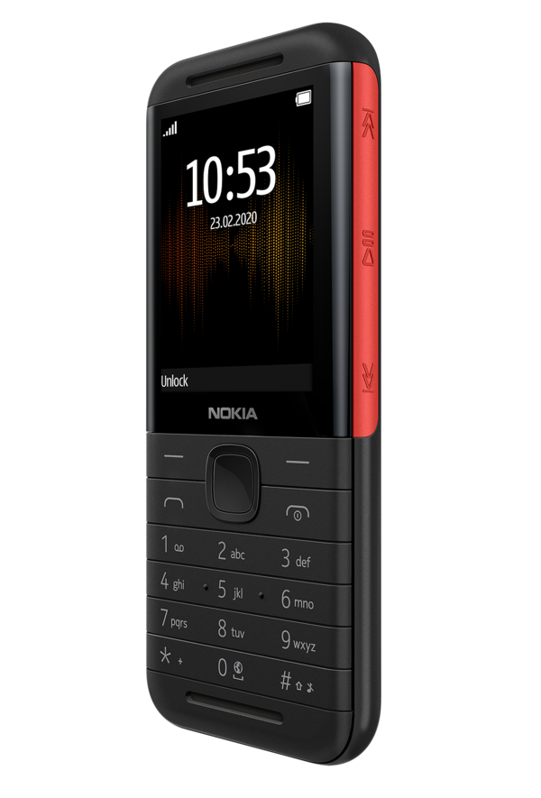 Musiikkitoiston ohjauspainikkeet Nokia 5310:n oikealla kyljellä.