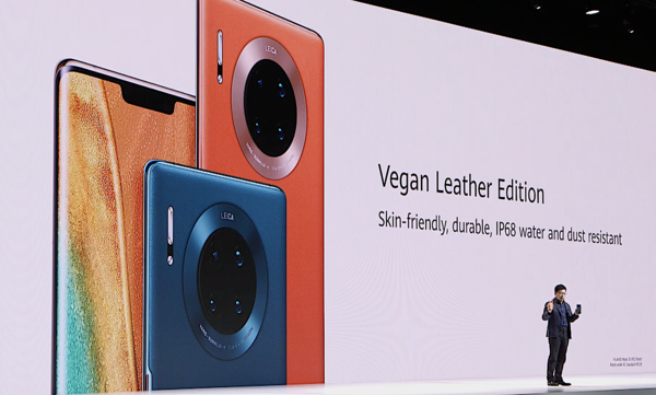 Huawei kutsuu tekonahkaa nyt vegaaninahaksi Mate 30 -puhelinten yhteydessä.